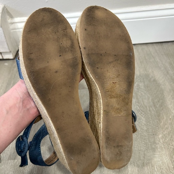 LOFT Blue Tan Espadrilles Wedge Platform Ankle Strap Sandal Women’s Size 9 - Picture 5 of 7